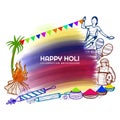 Happy holi indian spring festival of colors greeting card Royalty Free Stock Photo