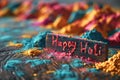 Happy Holi message amidst a burst of festival colors
