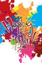 Happy Holi paint colorful background