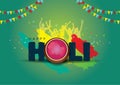 Happy Holi, poster, banner, template. stylish letter with Holi elements. vector illustration design