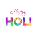 Happy Holi text. Vector illustration. Letters in vibrant colors . Indian religion and culture holiday. Happy Holi greeting card Royalty Free Stock Photo