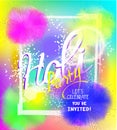 Happy Holi vector illustration with colorful powder paint clouds