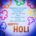 Happy Holi wishes greeting card on abstract background, Indian festival of colours, graphic design illustration wallpaper Royalty Free Stock Photo