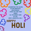 Happy Holi wishes greeting card on abstract background, Indian festival of colours, graphic design illustration wallpaper Royalty Free Stock Photo
