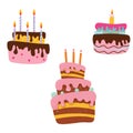 Happy holiday baked cakes with candles vector