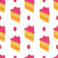 Happy holiday baked cakes with candles vector seamless pattern