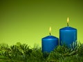 Happy holiday blue candles