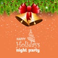 Happy Holiday Night Party Jingle Bell Bokeh Border