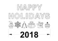 Happy holidays blueprint 2018 - isolated Royalty Free Stock Photo