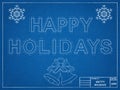 Happy Holidays 2016 - Blueprint Royalty Free Stock Photo