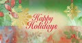 Happy Holidays brush stroke leaves and snowflake ornaments background