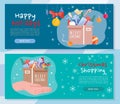 Happy holidays Christmas shopping header banner set Royalty Free Stock Photo