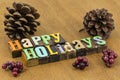 Happy holidays christmas winter celebration message card family