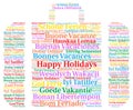 Happy holidays in different languages word cloud Royalty Free Stock Photo
