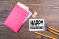 Happy holidays. Euro money and passport Royalty Free Stock Photo