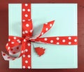 Happy holidays festive Christmas pale aqua blue gift box - overhead