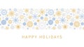 Happy Holidays festive design. Merry Christmas and Happy New Year border made of beautiful snowflakes Royalty Free Stock Photo