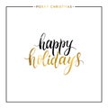 Happy holidays gold text isolated