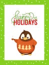 Happy Holidays Greeting Card in Frame and Penguin