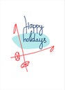 Happy holidays greeting lettering with vintage ski poles. Winter holidays concept. Ski resort banner, ad. Card template