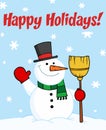 Happy holidays greeting with a snowman