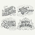 Happy Holidays hand drawn typographic headlines