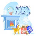 Happy Holidays Invitation, Greeting Christmas Card Royalty Free Stock Photo