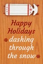 Happy Holidays message with red and white winter sled