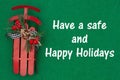 Happy Holidays message with red winter sled Royalty Free Stock Photo