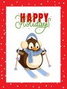 Happy Holidays Postcard Frame, Penguin in Earmuffs