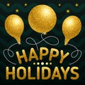 Happy Holidays poster template with different shaped balloons