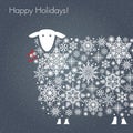 Happy Holidays Sheep. Greeting card