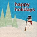 Happy Holidays - Snowman - Aged Paper Royalty Free Stock Photo