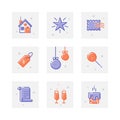 Happy Holidays thick line icon set Royalty Free Stock Photo