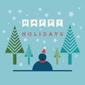 Happy Holidays To From Template Card With Snowman Illustration.