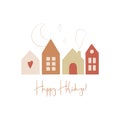 Happy hollidays greeting card in scandinavian style.