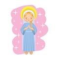 Happy holy mary praying cartoon