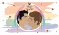 Happy homosexual couple kissing each other Watercolor LGBT Vector