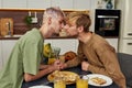 Happy homosexual young male couple rubbing their noses Royalty Free Stock Photo