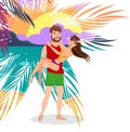 Happy Honeymoon Vacation Flat Vector Illustration Royalty Free Stock Photo