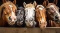 happy horses smile in stall generative ai Royalty Free Stock Photo