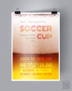 Soccer Cup Flyer Template on the Background of a Beer glass. Happy Hour Beer Poster of a Football match for the Bar or Pab. Royalty Free Stock Photo