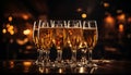 Happy hour at brewery pub friends enjoying drinks closeup of beer glasses food and beverage Royalty Free Stock Photo