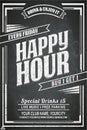 Happy hour. Chalkboard sign template