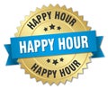 happy hour 3d gold badge Royalty Free Stock Photo