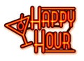 Happy Hour Neon with Cocktail Glass Royalty Free Stock Photo