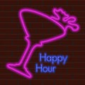 Happy hour neon poster Royalty Free Stock Photo