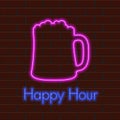 Happy hour neon poster Royalty Free Stock Photo