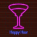 Happy hour neon poster Royalty Free Stock Photo