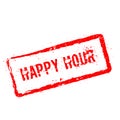 Happy hour red rubber stamp isolated on white. Royalty Free Stock Photo